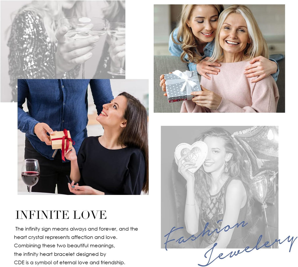 Infinity Heart Birthstone Charm Link Bracelet for Women 925 Sterling Silver Adjustable Mother'S Day Valentine'S Day Christmas Day Gift Anniversary Birthday Jewelry for Wife Girlfriend Her