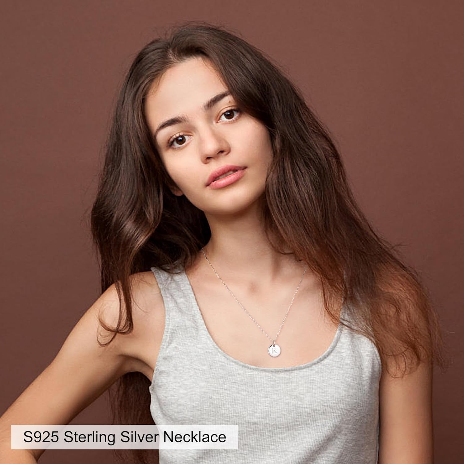 Disc Initial Necklaces for Girls Women - 14K Gold Plated/14K Rose Gold Plated/S925 Sterling Silver Disc Initial Necklaces for Girls Jewelry Birthday Gifts for Kids Girl Teens Women