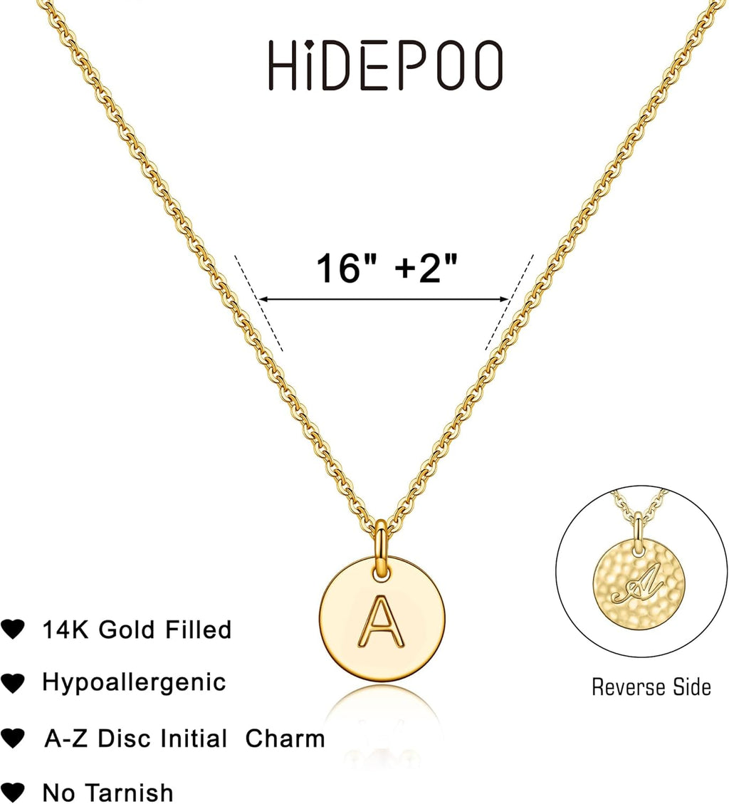 Disc Initial Necklaces for Girls Women - 14K Gold Plated/14K Rose Gold Plated/S925 Sterling Silver Disc Initial Necklaces for Girls Jewelry Birthday Gifts for Kids Girl Teens Women