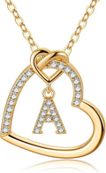 Heart Initial Necklaces for Girls Women - Cubic Zirconia Heart Pendant Initial Necklace, Dainty Initial Letter a - Z Heart Necklace Jewelry Birthday Gifts for Kids Girls Women
