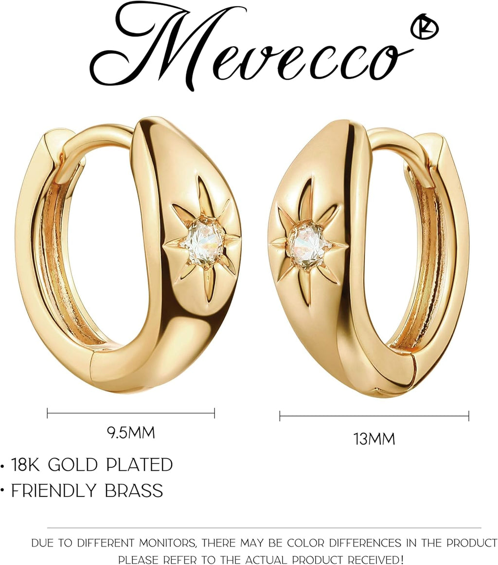 Gold Chunky Huggie Hoop Earring 18K Gold Plated Dainty Handmade Hypoallergenic Sleeper Hoop Earrings for Women