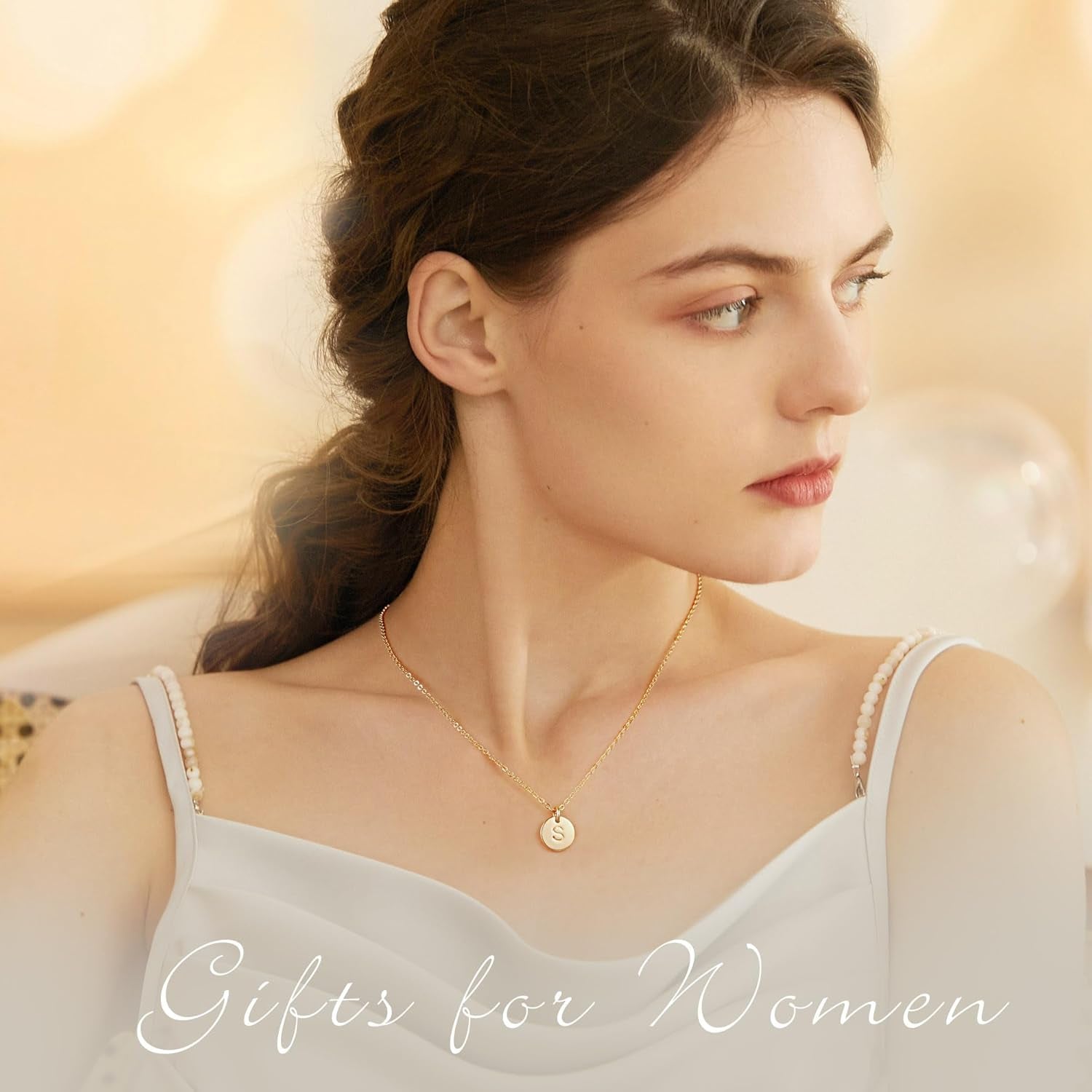Disc Initial Necklaces for Girls Women - 14K Gold Plated/14K Rose Gold Plated/S925 Sterling Silver Disc Initial Necklaces for Girls Jewelry Birthday Gifts for Kids Girl Teens Women