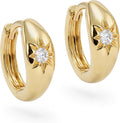 Gold Chunky Huggie Hoop Earring 18K Gold Plated Dainty Handmade Hypoallergenic Sleeper Hoop Earrings for Women