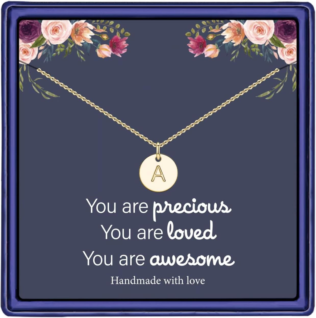 Disc Initial Necklaces for Girls Women - 14K Gold Plated/14K Rose Gold Plated/S925 Sterling Silver Disc Initial Necklaces for Girls Jewelry Birthday Gifts for Kids Girl Teens Women